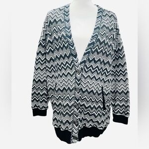 Missoni Black & White Chevron Knit Cardigan